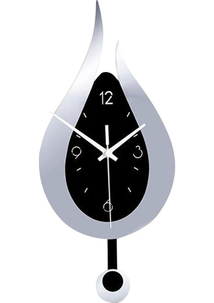 F Fityle Modern Pendulum Mutfak Duvar Saatleri Pil Kumandalı Dekoratif Gümüş (Yurt Dışından)