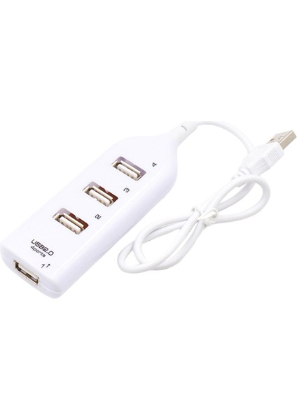 Mini USB Hub 2.0 4 Port Splitter Adaptörü Aksesuarları Tak ve Çalıştır Çok Amaçlı Beyaz (Yurt Dışından)