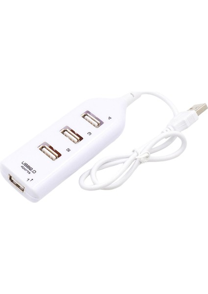 Mini USB Hub 2.0 4 Port Splitter Adaptörü Aksesuarları Tak ve Çalıştır Çok Amaçlı Beyaz (Yurt Dışından)