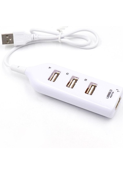 Mini USB Hub 2.0 4 Port Splitter Adaptörü Aksesuarları Tak ve Çalıştır Çok Amaçlı Beyaz (Yurt Dışından)