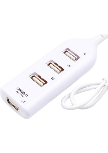 Mini USB Hub 2.0 4 Port Splitter Adaptörü Aksesuarları Tak ve Çalıştır Çok Amaçlı Beyaz (Yurt Dışından)