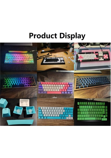 Pbt Keycaps Anti-Gres Mini Için 61 64 68 71 82 84 Düzen Klavye Siyah (Yurt Dışından)