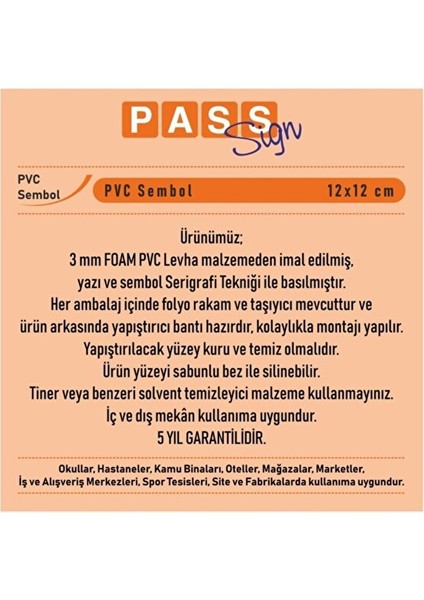 Pano Pvc Sembol Bay Wc 12X12 Cm.