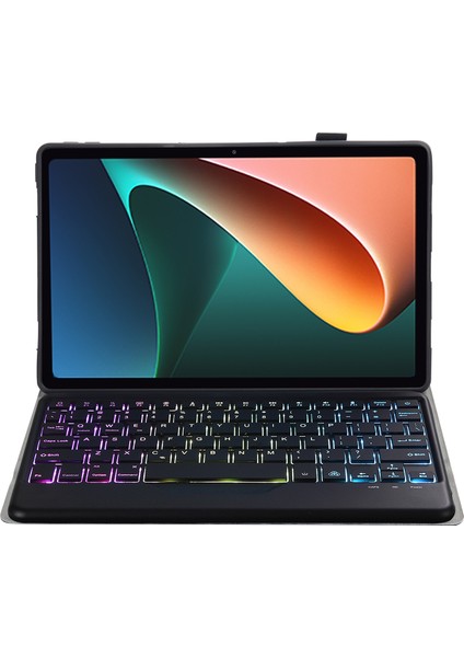 A0N5BS Pad 5 Için Renkli Işıklı Bluetooth Klavye ve Suni Deri Kılıf (Yurt Dışından)