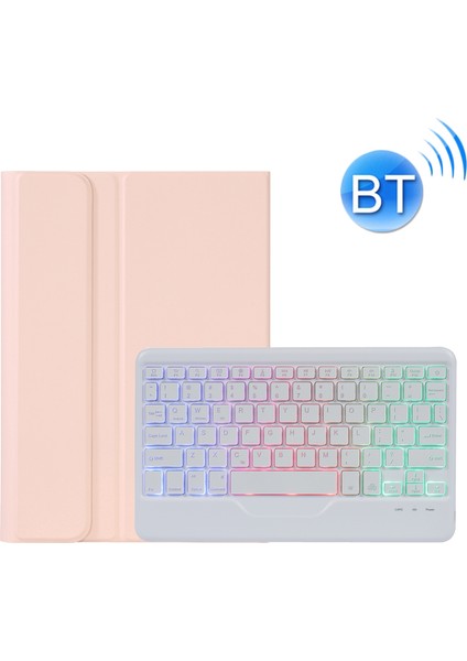 A0N5BS Pad 5 Için Renkli Işıklı Bluetooth Klavye ve Suni Deri Kılıf (Yurt Dışından)