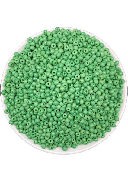 50 Gram Yeşil Renk Mat Cam Kum Boncuk , Takı Yapım Boncuğu (50GR,~600 Adet)