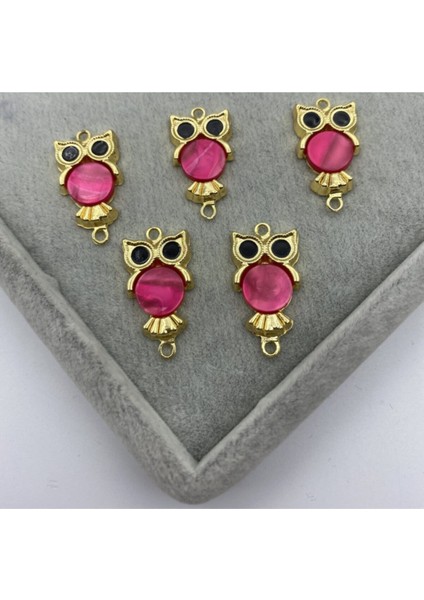 1 Adet Sedefli Fuşya Baykuş Bileklik Ucu