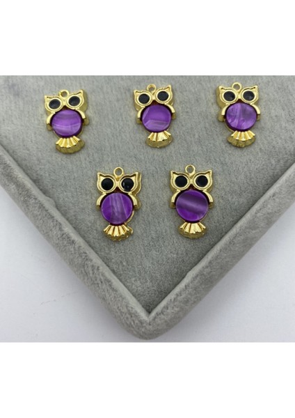 1 Adet Sedefli Mor Baykuş Model Kolye Ucu