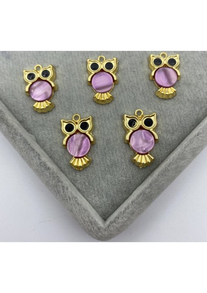 1 Adet Sedefli Lila Baykuş Model Kolye Ucu