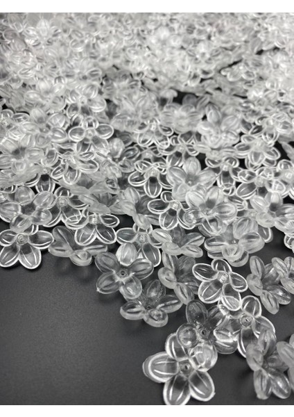50GR Akrilik 20MM Şeffaf Renk Çiçek Model Boncuk (50 Gr,~40 Adet)