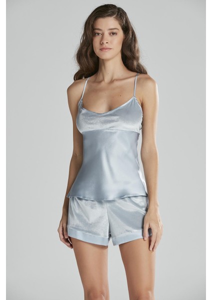 Kadife Saten Şort & Kombi Takım - 440