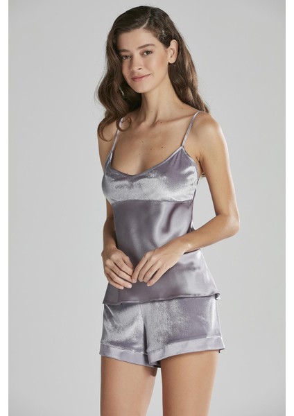 Kadife Saten Şort & Kombi Takım - 440