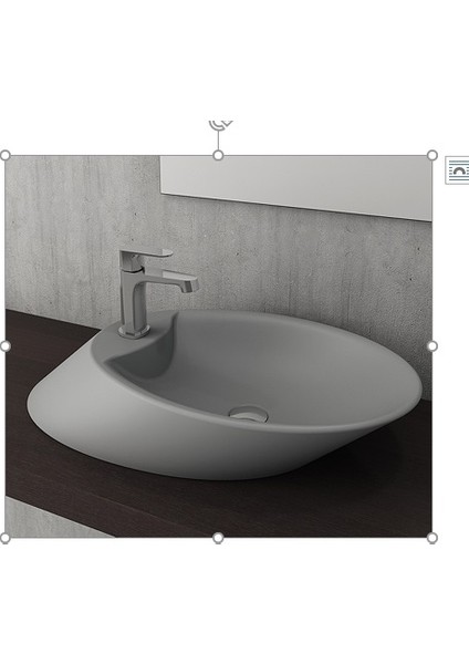 Bocchi Vessel Batarya Banklı Çanak Lavabo 70 cm Gri