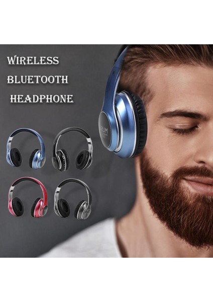 VJ033 Çok Fonksiyonlu Yükseltme Bluetooth 5.0 Kulaklık Stereo Kablosuz LED Mikrofon Fm Radyo Kulaklık (Kırmızı) (Yurt Dışından)