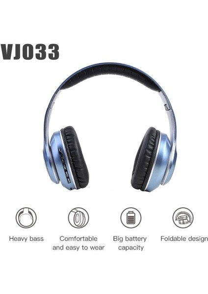 VJ033 Çok Fonksiyonlu Yükseltme Bluetooth 5.0 Kulaklık Stereo Kablosuz LED Mikrofon Fm Radyo Kulaklık (Kırmızı) (Yurt Dışından)