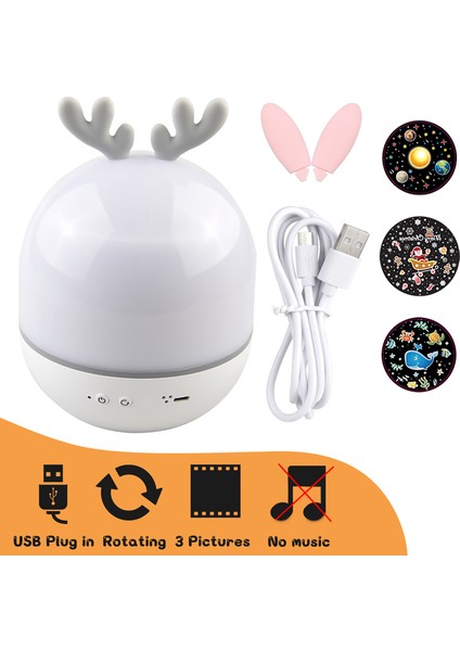 Yıldızlı Gökyüzü Dönen LED Gece Lambası + Bluetooth Hoparlör (Yurt Dışından)