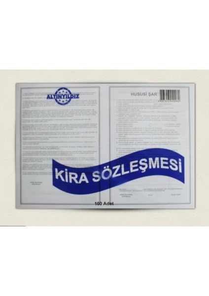 Kira Kontrat Kağıdı 100 Adet 25X35 cm