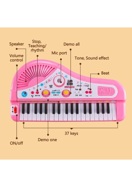 37 Tuşlar Çocuklar Müzikal Piyano Elektronik Piyano (Yurt Dışından)