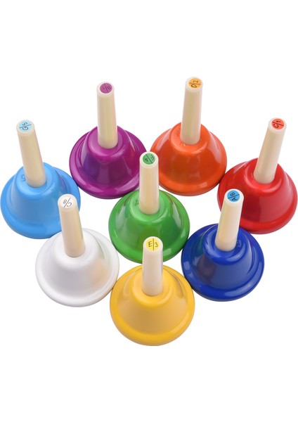 8 Adet Renkli Handbell 8 Not Diatonic Metal El Bells (Yurt Dışından)