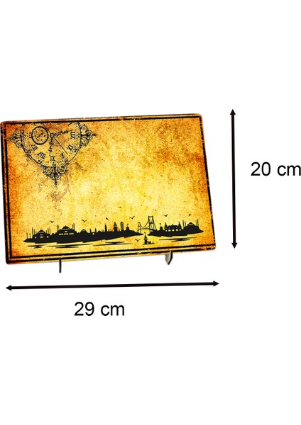 Ahşap Mdf Üzeri Istanbul Siluet Görsel Kaplamalı Dekoratif Masa Üstü Pano
