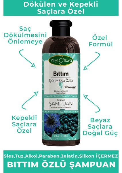 Tuzsuz Dökülen ve Kepekli Saçlara Özel Bıttım Özlü Bitkisel Şampuan 400 ml