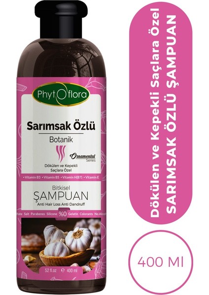 Tuzsuz Yağlı ve Dökülen ve Kepekli Saçlara Özel Sarımsak Özlü Bitkisel Şampuan 400 ml