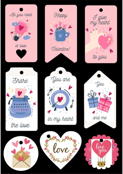 Özel Kesimli Hediye Paketi Sallanan Etiketi 50 Adet)