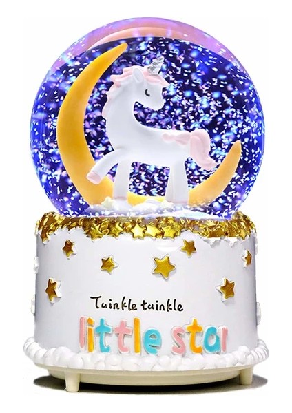 Ay Üzerinde Unicorn Orta Boy Işıklı Müzikli Kar Küresi fiyatları