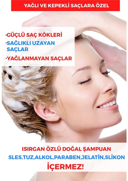 Tuzsuz Yağlı ve Kepekli Saçlara Özel Isırgan Özlü Bitkisel Şampuan