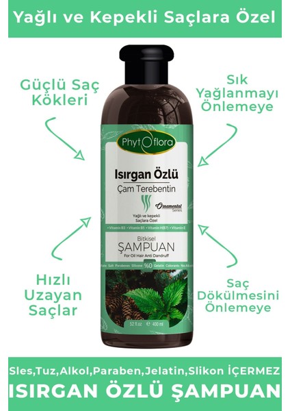 Tuzsuz Yağlı ve Kepekli Saçlara Özel Isırgan Özlü Bitkisel Şampuan