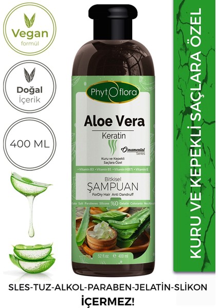 Tuzsuz Kuru ve Kepekli Saçlara Özel Aloe Vera ve Keratin Ilaveli Bitkisel Şampuan