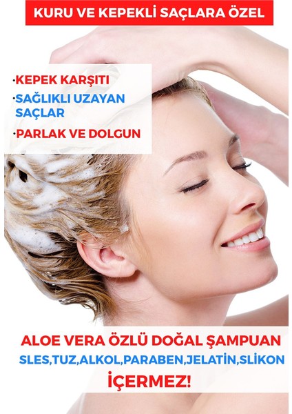 Tuzsuz Kuru ve Kepekli Saçlara Özel Aloe Vera ve Keratin Ilaveli Bitkisel Şampuan