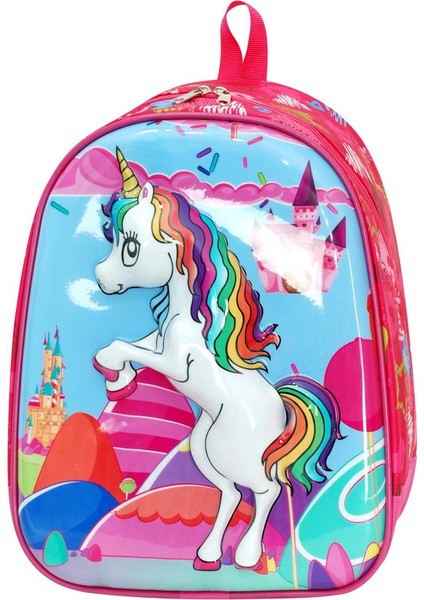 Unicorn Anaokulu Çanta Seti Çekçekli Çanta - Mini Sırt Çantası Pembe modelleri