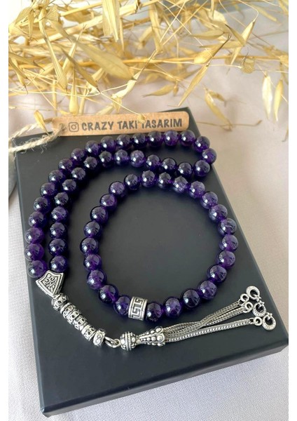 8 mm Doğal Ametist Taşından Hediyelik Bileklik&tesbih Kombin