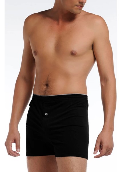 6 Adet Siyah Penye Boxer Külot Pamuk 805
