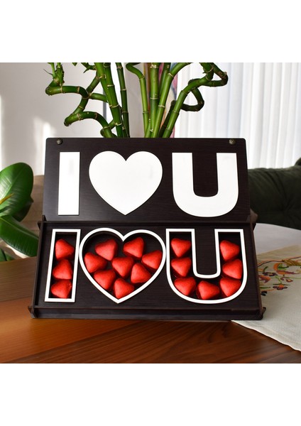 s I Love You Yazılı Ahşap Çikolata Kutusu Sevdikleriniz Için