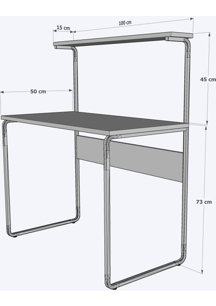 G Masa 100X50 Metal Iskeletli Parlak Bambu Yüzey Ders Çalışma ve Bilgisayar Masası