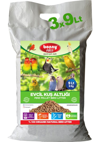 Doğal Çam Pelet Evcil Kuş Kafes Altlığı 5 kg 10 Lt 3'lü