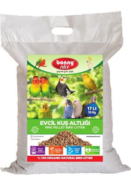 Doğal Çam Pelet Evcil Kuş Kafes Altlığı 10 kg 10 Lt 2'li