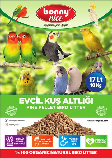 Doğal Çam Pelet Evcil Kuş Kafes Altlığı 10 kg 10 Lt 2'li