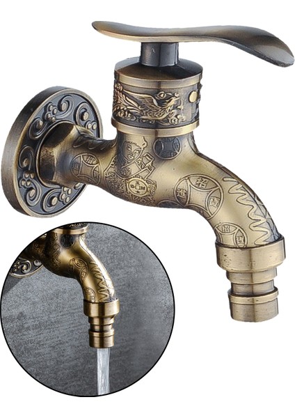 F Fityle Duvara Monte Dekoratif Bahçe Lavabo Bataryası - Bronz (Yurt Dışından)