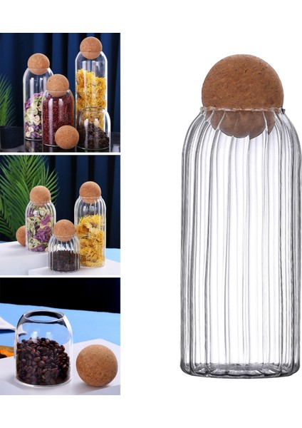 Şeffaf Cam Depolama Şişesi Kavanozları Mantar Kapak Tankı Baharatlar Tahıllar Tahıl 1300ML