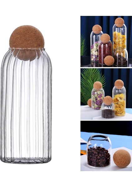 Şeffaf Cam Depolama Şişesi Kavanozları Mantar Kapak Tankı Baharatlar Tahıllar Tahıl 1300ML