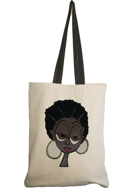 Afrika'lı Kadın Desenli Tote Bag