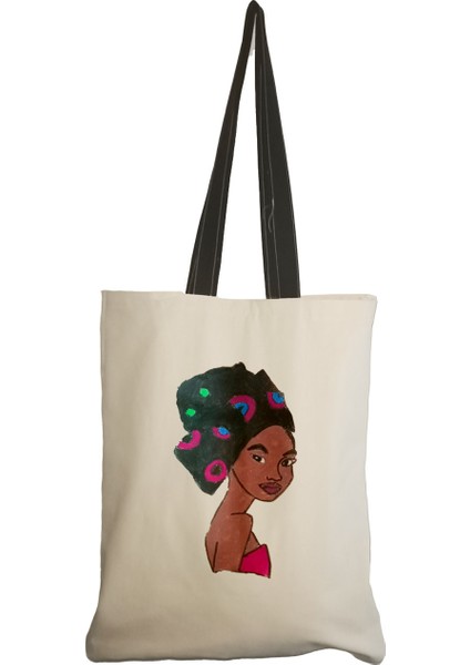 Afrika'lı Kadın Desenli Tote Bag