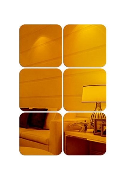 F Fityle 6 Parça Yapışkan Kare Ayna Sticker Duvar Karosu Sticker Çıkartması 15X15 cm 03 # 2 15X15 cm Altın (Yurt Dışından) fiyatları