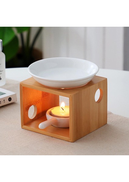 F Fityle Yağ Burner Bambu Çerçeve Balmumu Melt Burner Mum Kaşık ile Seramik Yağ Isıtıcı (Yurt Dışından) modelleri