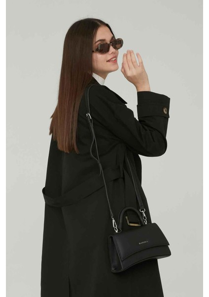 Dokulu Deri Çanta Siyah