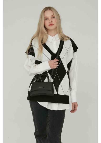 Dokulu Deri Çanta Siyah modelleri