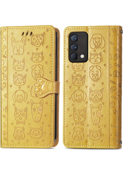 Oppo Realme Gt Master Için Standlı Karikatür Kabartmalı Deri Kılıf - Sarı (Yurt Dışından)